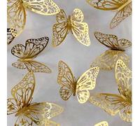 Shein Set de 12/48/72 piezas Pegatinas de pared de mariposas 3D huecas, decoración de pasteles, decoración de boda, decoración de sala de estar, decoración