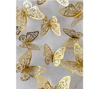 Shein Set de 12 piezas de pegatinas de pared de mariposas 3D huecas, decoración de pasteles, decoración de bodas, decoración del hogar para la sala de estar