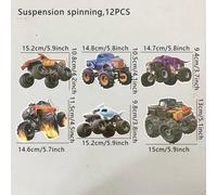 Shein Set de 12 piezas Decoración colgante en espiral con tema de monster truck, 6 patrones diferentes con 2 piezas de cada patrón, adornos colgantes de PVC