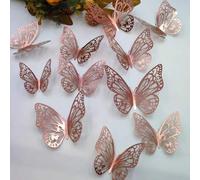 Shein Set de 12 piezas Pegatinas de pared 3D con mariposas huecas, decoración para pastel, decoración de boda, decoración del hogar para sala de estar, pega