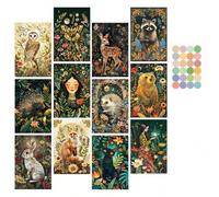 Shein Set de 12 tarjetas postales vintage con diseños de animales del bosque de medianoche mágico - Kit para collage de pared, imágenes estéticas únicas par