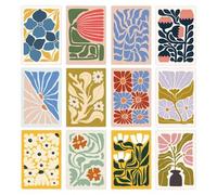 Shein Set de 12 tarjetas postales vintage con flores tropicales, colección de follaje con elementos florales botánicos coloridos en un paquete para decoraci