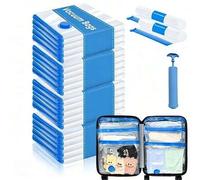 Shein Set de 15 bolsas de almacenamiento al vacío con bomba de aire manual, tamaño 35*50cm, hechas de plástico grueso, adecuadas para almacenar ropa, equipa