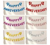 Shein Set de 18 globos de aluminio con diseño de "Feliz Aniversario" adecuados para decoración interior y exterior en aniversarios para crear un ambiente fe