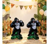Shein Set de 2/4 globos de papel de aluminio con base negra de 60 cm en forma de gorila mini, decoración de fiesta de dibujos animados