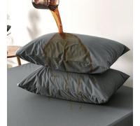 Shein Set de 2 almohadones impermeables hechos de TPU transpirable y con bajo alérgeno: 2 juegos de protectores de almohada con cierre