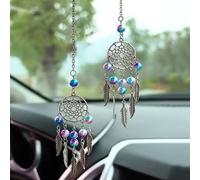 Shein Set de 2 atrapasueños de plumas con colgante de campana de viento, colgante para espejo retrovisor del coche, decoración colgante para el hogar, regal