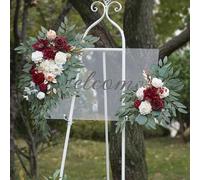 Shein Set de 2 colgantes florales clásicos - Decoración de flores blancas artificiales con follaje de plástico para arco de bodas, recepción y hogar - Versá