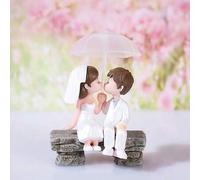 Shein Set de 2 figuras de pareja besándose. Esculturas miniatura coleccionables hechas de resina. Decoración de paisaje en miniatura, decoración de bonsái,