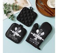Shein Set de 2 guantes gruesos y multicolor para horno de microondas de cocina, guantes resistentes al calor elevado para hornear y cocinar, almohadillas ai