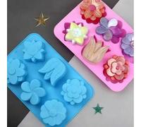Shein Set de 2 moldes de silicona con forma de flor de 6 cavidades, molde de jabón DIY - Molde reutilizable para magdalenas y cupcakes, molde de silicona co