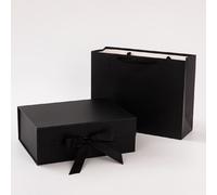 Shein Set de 2 piezas de papel de regalo - Bolsas de regalo y cajas de regalo de unicolor, caja de regalo plegable de doble apertura, adecuado para fiestas,