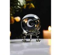 Shein Set de 2 piezas (Esfera + Base) Bola de cristal 3D de 60mm con diseño de meteorito y luna, base grabada, decoración del hogar, regalo festivo, decorac