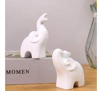 Shein Set de 2 piezas Figuras de elefante de resina blanca minimalista | Un conjunto de 2, diseño de trompa enrollada, que simboliza la buena suerte, ideal