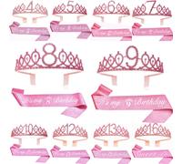 Shein Set de 2 piezas que incluye: corona de cristales, joyería, cinta con número, flor peonía, correa de hombro, cinturón de tela y accesorios para el cabe
