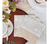 Shein Set de 20 unidades, servilletas de papel con estampado de encaje de lino de 13x13 pulgadas, servilletas desechables suaves para el almuerzo para cumpl