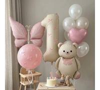 Shein Set de 21 piezas de globos para decoración de fiesta de cumpleaños, números 0-9 de 40 pulgadas color crema, globos gigantes de papel de aluminio mate