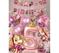 Shein Set de 23 globos de cumpleaños de Paw Patrol, decoración de fiesta con tema de letras grandes de 42 pulgadas, incluye globos de personajes de dibujos