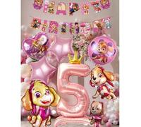 Shein Set de 23 globos de cumpleaños de Paw Patrol, decoración de fiesta con tema de letras grandes de 42 pulgadas, incluye globos de personajes de dibujos