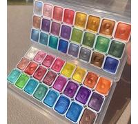 Shein Set de 24 colores de pintura de acuarela con brillo metálico, tubos de 0.03 fl oz - Perfecto para arte, caligrafía, paleta de acuarela para cerámica
