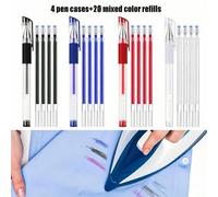 Shein Set de 24 piezas de recambios de marcadores de tela de alta temperatura que desaparecen en cuatro colores con 4 estuches, bolígrafos borrables con cal