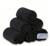Shein Set de 3/6/12 piezas de toallas de mano y toallas faciales para baño HYER KITCHEN, color negro, súper suaves, de secado rápido, absorbentes, gruesas p