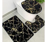 Shein Set de 3 alfombras de baño con textura de mármol, alfombras de baño antideslizantes de poliéster creativas para decoración del baño del hogar, alfombr