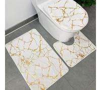 Shein Set de 3 alfombras de baño con textura de mármol, alfombras de baño antideslizantes de poliéster creativas para decoración del baño del hogar, alfombr