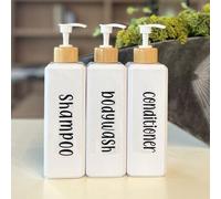 Shein Set de 3 botellas dispensadoras cuadradas de plástico de 500ml, aptas para champú, acondicionador, gel de baño, loción, decoración del baño del hogar,
