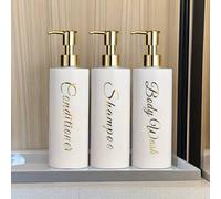 Shein Set de 3 botellas dispensadoras de baño de 500ml, envases vacíos para champú, gel de baño, acondicionador, rellenables, decoración de baño del hogar,