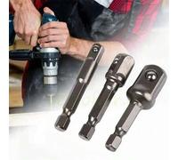 Shein Set de 3 piezas de adaptadores de zócalo de acero al cromo vanadio, juego de brocas de extensión de vástago hexagonal de 1/4", 3/8", 1/2", adaptador d