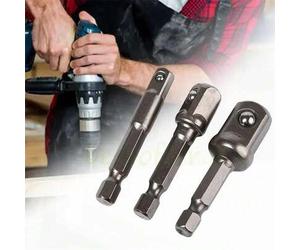 Shein Set de 3 piezas de adaptadores de zócalo de acero al cromo vanadio, juego de brocas de extensión de vástago hexagonal de 1/4", 3/8", 1/2", adaptador d