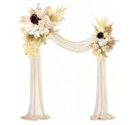 Shein Set de 3 piezas Decoración floral para arco de boda con cortina, Cortina para arco de boda de 20 pies, Decoración de boda con flores artificiales, Ade
