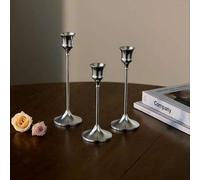 Shein Set de 3 portavelas de hierro estilo vintage, soporte decorativo para velas para bodas, cenas, fiestas - en acabado latón envejecido, decoración para