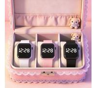 Shein Set de 3 relojes electrónicos LED con pantalla de hora y fecha, adecuados para estudiantes, accesorio de moda, excelente para volver a la escuela, Nav
