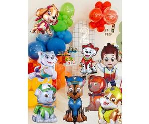 Shein Set de 4/7 globos de papel de aluminio con personajes de Paw Patrol, Chase Rubble Skye Everest Rocky Zuma Ryder, decoraciones para fiesta de cumpleaño