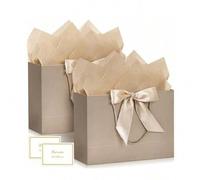 Shein Set de 4 bolsas de regalo, incluye 1 bolsa de regalo, 1 papel de seda, 1 tarjeta y 1 cinta, bolsa de compras, bolsa de embalaje con asa, bolsa tote co