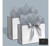 Shein Set de 4 bolsas de regalo, incluye 1 bolsa de regalo, 1 papel de seda, 1 tarjeta y 1 cinta, bolsa de compras, bolsa de embalaje con asa, bolsa tote de