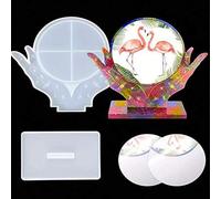 Shein Set de 4 moldes de silicona para hacer espejos de maquillaje de cristal y resina epoxi para decoración de mesa DIY