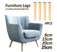 Shein Set de 4 patas de madera maciza rectas y redondas para mesa, sofá, gabinete, hogar