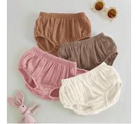 Shein Set de 4 piezas de shorts de burbujas con cintura elástica y volantes para bebés recién nacidos unisex de unicolor