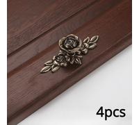 Shein Set de 4 tiradores de cajón con forma de rosa vintage: Estilo antiguo para cómoda, mesa de noche, armario y puertas de gabinete