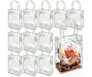 Shein Set de 40/30/20/10/1 bolsas de regalo transparentes con asas, bolsas de embalaje de regalo de plástico transparente, bolsas de fiesta transparentes re