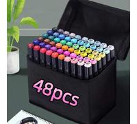 Shein Set de 48/24 Colores de Rotuladores de Doble Punta & Bolígrafos de Acuarela, Suministros de Arte Profesional para Dibujo de Anime y Diseño, Vuelta al