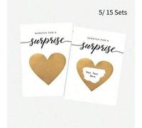 Shein Set de 5/15 tarjetas de rascar sorpresa, incluye pegatinas con forma de corazón y sobres, tarjetas de anuncio de sorpresa, tarjetas de rascar de embar