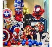 Shein Set de 5 globos de aluminio con temática de Spider-Man, adecuados para fiestas de cumpleaños, celebraciones de aniversario, días de juego, decoración