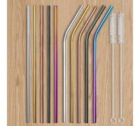 Shein Set de 5 pajitas de acero inoxidable con 2 cepillos de limpieza, regalo para la cocina, Navidad, vuelta al colegio y útiles escolares