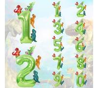 Shein Set de 5 piezas de globos de números de 40 pulgadas, globos de número verde grande + mini globos de dinosaurio de aluminio para decoración de fiesta d