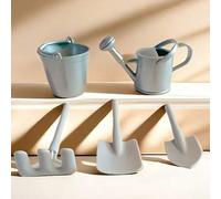 Shein Set de 5 piezas de herramientas de jardín en miniatura, regadera de plástico gris, cubo, pala, decoración de casa en miniatura para exhibición de pais