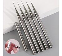 Shein Set de 5 piezas de pinceles de línea para uñas, pinceles de metal con tapa para arte de uñas DIY de 6/9/12/15/18mm para dibujar, pintar flores, líneas